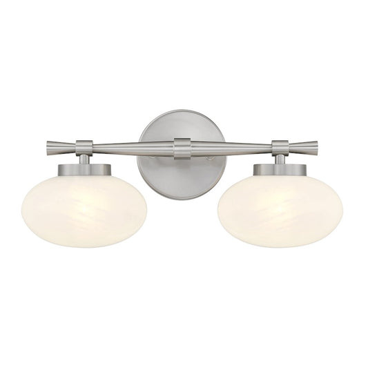 Savoy House Barrow 2 Light Bath, Satin Nickel/Strie