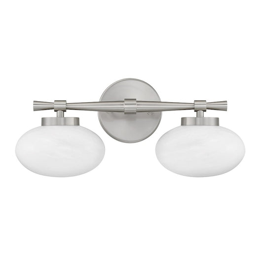 Savoy House Barrow 2 Light Bath, Satin Nickel/Strie
