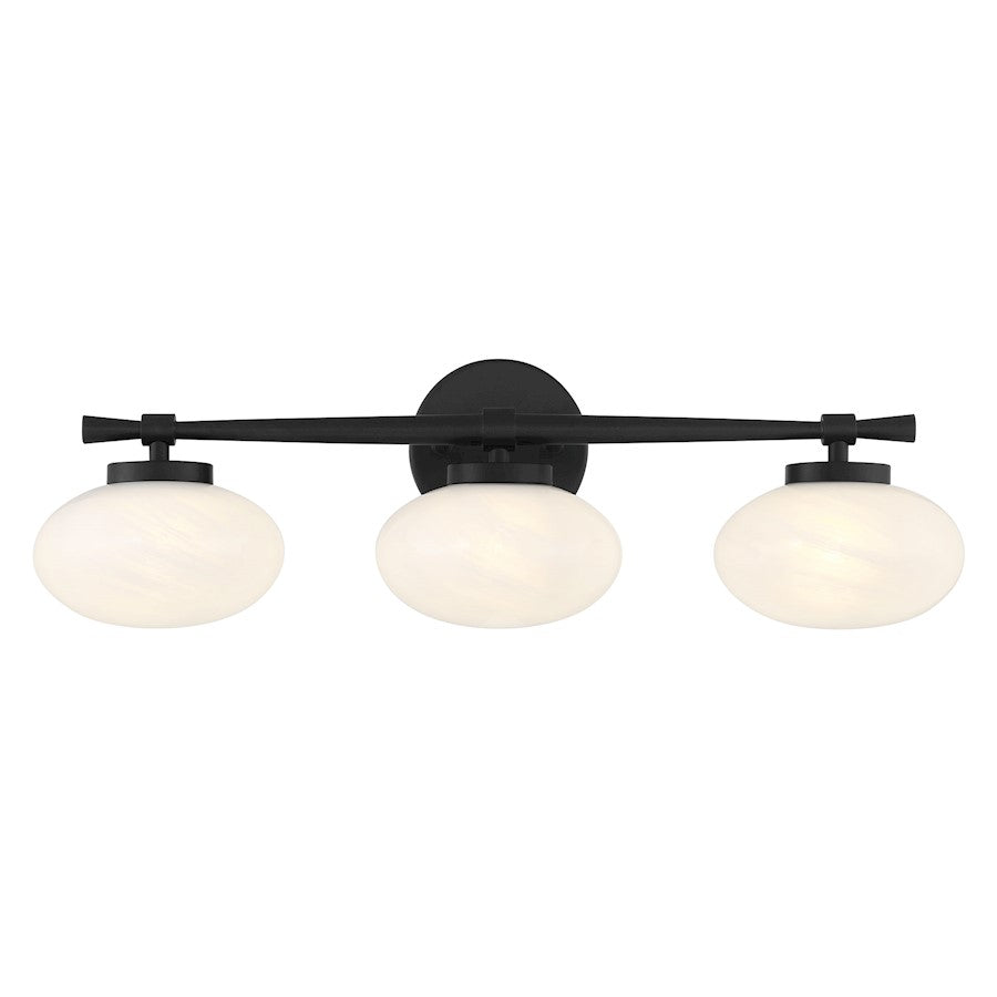 Savoy House Barrow 3 Light Bath, Matte Black/Strie