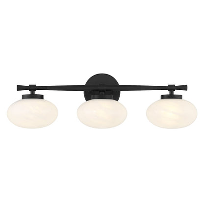 Savoy House Barrow 3 Light Bath, Matte Black/Strie