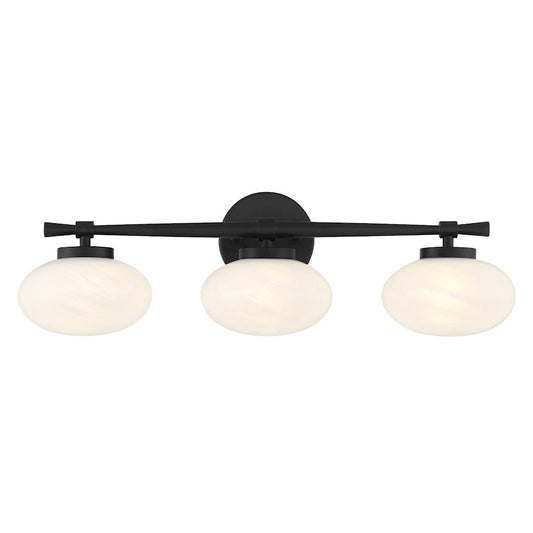 Savoy House Barrow 3 Light Bath, Matte Black/Strie