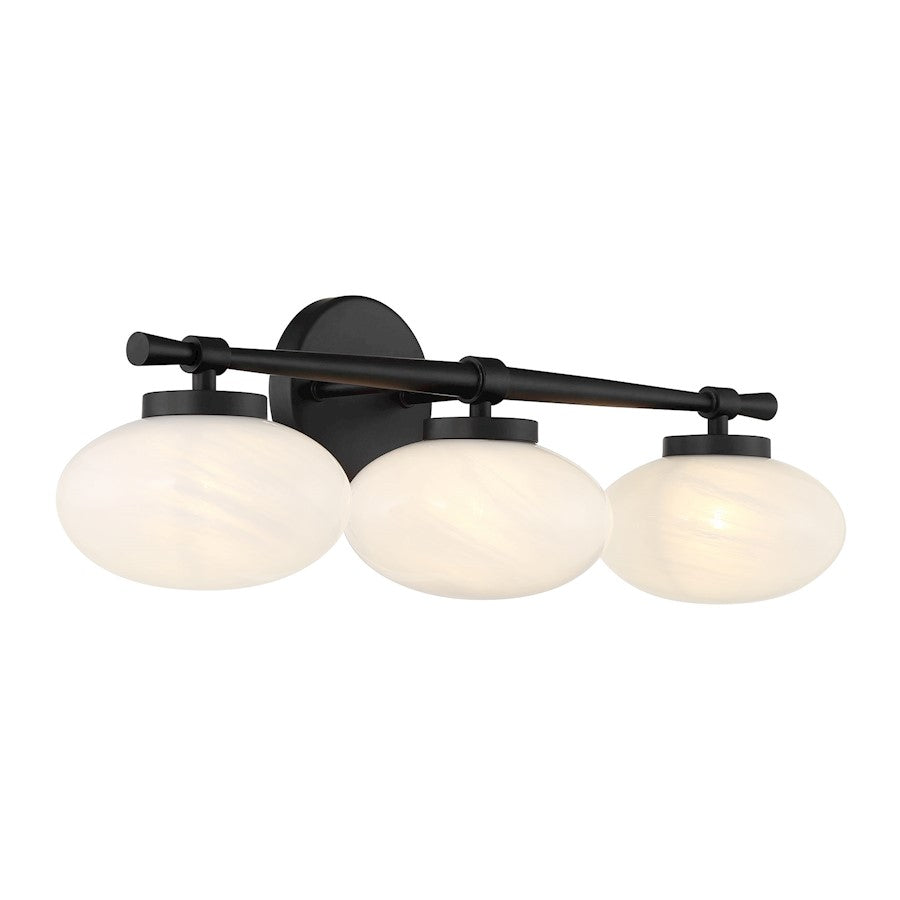Savoy House Barrow 3 Light Bath, Matte Black/Strie