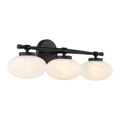 Savoy House Barrow 3 Light Bath, Matte Black/Strie