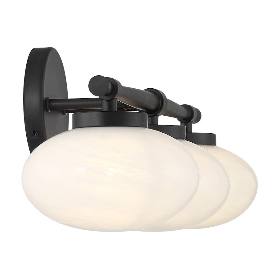 Savoy House Barrow 3 Light Bath, Matte Black/Strie