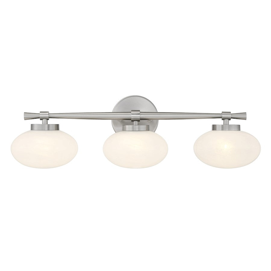 Savoy House Barrow 3 Light Bath, Satin Nickel/Strie
