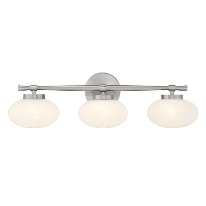 Savoy House Barrow 3 Light Bath, Satin Nickel/Strie