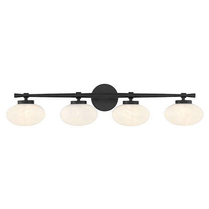 Savoy House Barrow 4 Light Bath, Matte Black/Strie