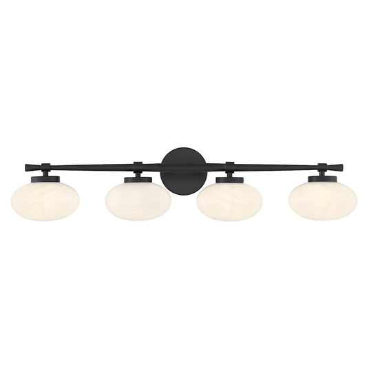 Savoy House Barrow 4 Light Bath, Matte Black/Strie