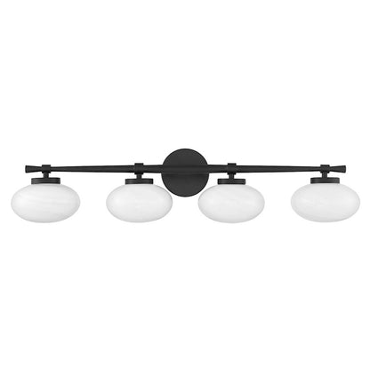 Savoy House Barrow 4 Light Bath, Matte Black/Strie