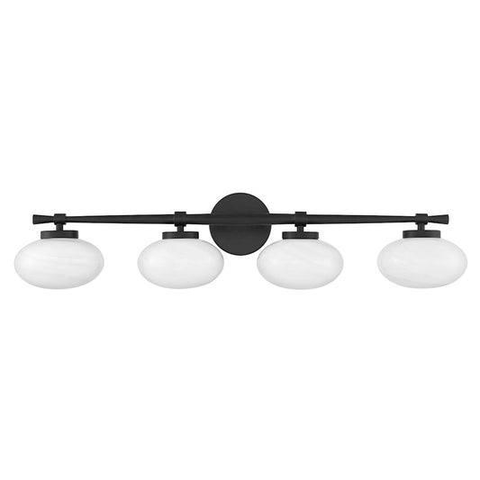 Savoy House Barrow 4 Light Bath, Matte Black/Strie