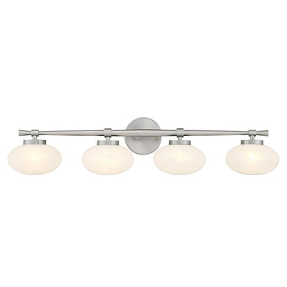 Savoy House Barrow 4 Light Bath, Satin Nickel/Strie