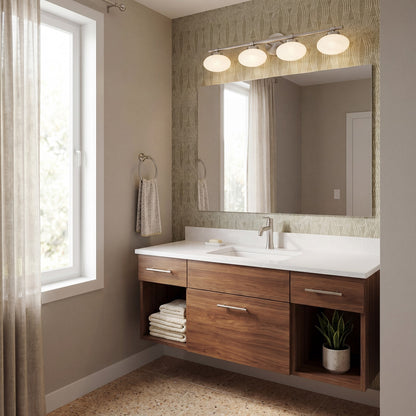 Savoy House Barrow 4 Light Bath, Satin Nickel/Strie