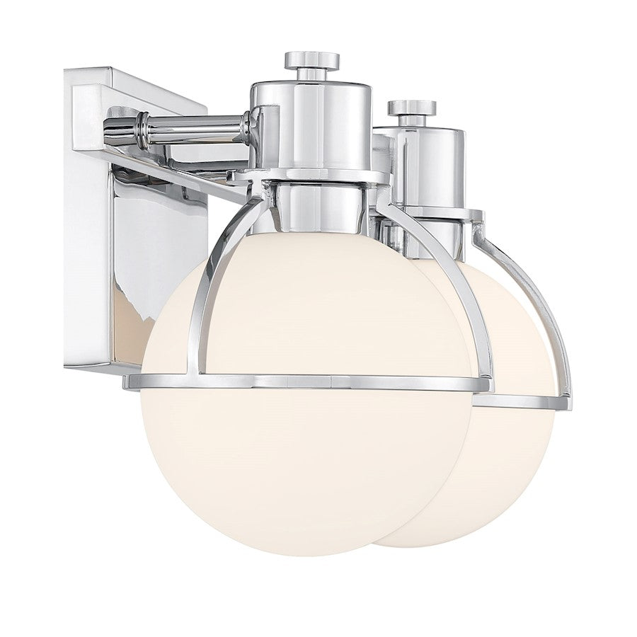 Savoy House Pierce 2 Light Bath, Chrome/Opal