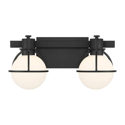 Savoy House Pierce 2 Light Bath, Matte Black/Opal - 8-1060-2-BK