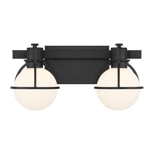 Savoy House Pierce 2 Light Bath, Matte Black/Opal