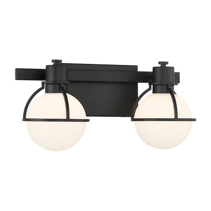 Savoy House Pierce 2 Light Bath, Matte Black/Opal