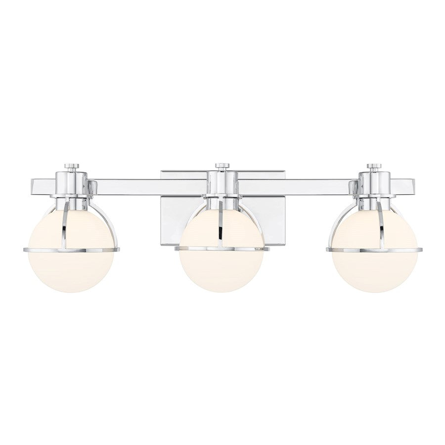 Savoy House Pierce 3 Light Bath, Chrome/Opal