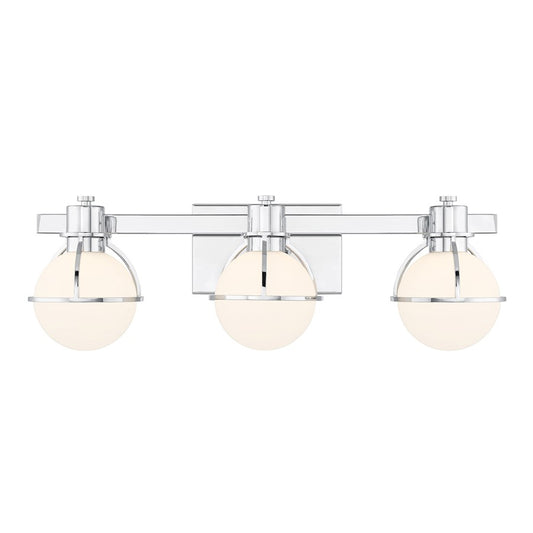 Savoy House Pierce 3 Light Bath, Chrome/Opal