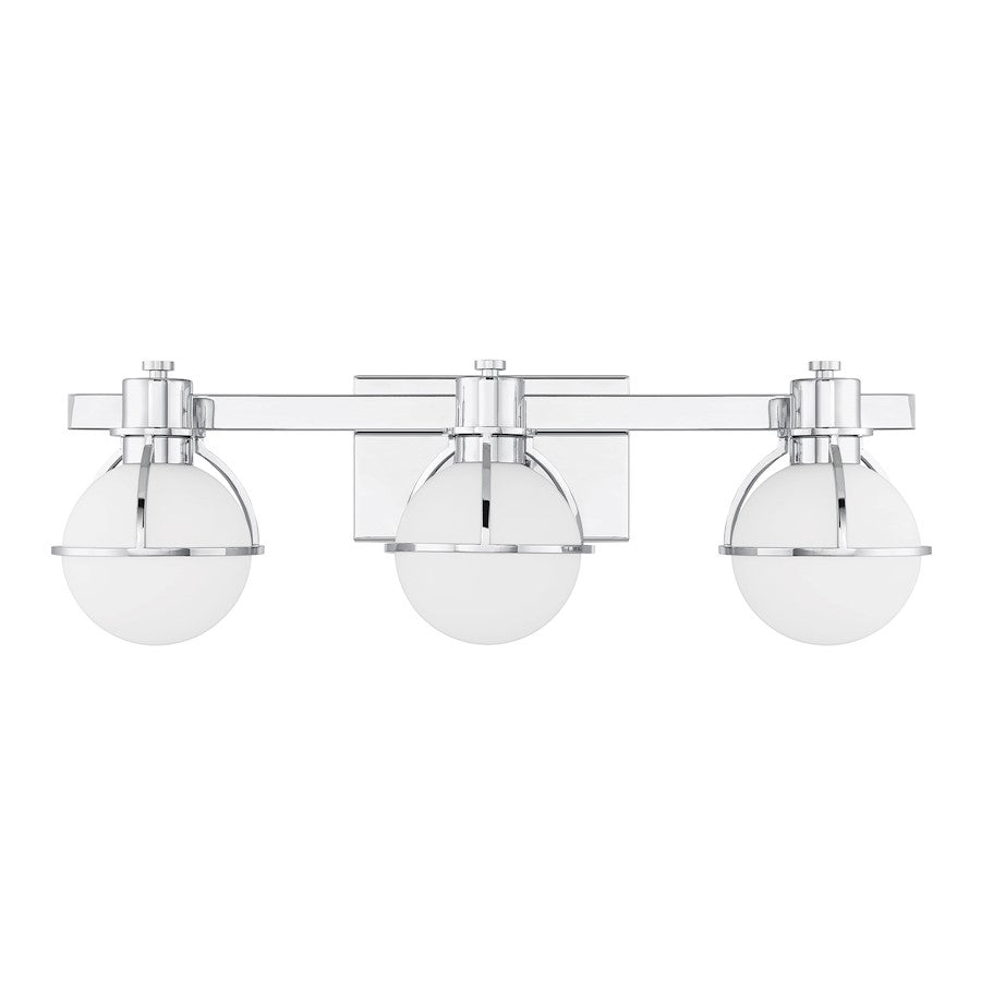 Savoy House Pierce 3 Light Bath, Chrome/Opal