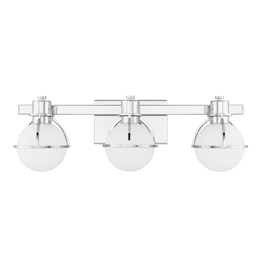 Savoy House Pierce 3 Light Bath, Chrome/Opal