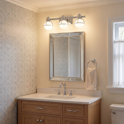 Savoy House Pierce 3 Light Bath, Chrome/Opal