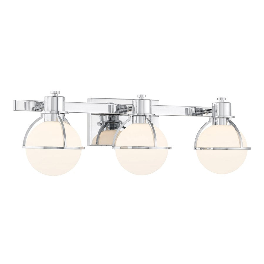 Savoy House Pierce 3 Light Bath, Chrome/Opal