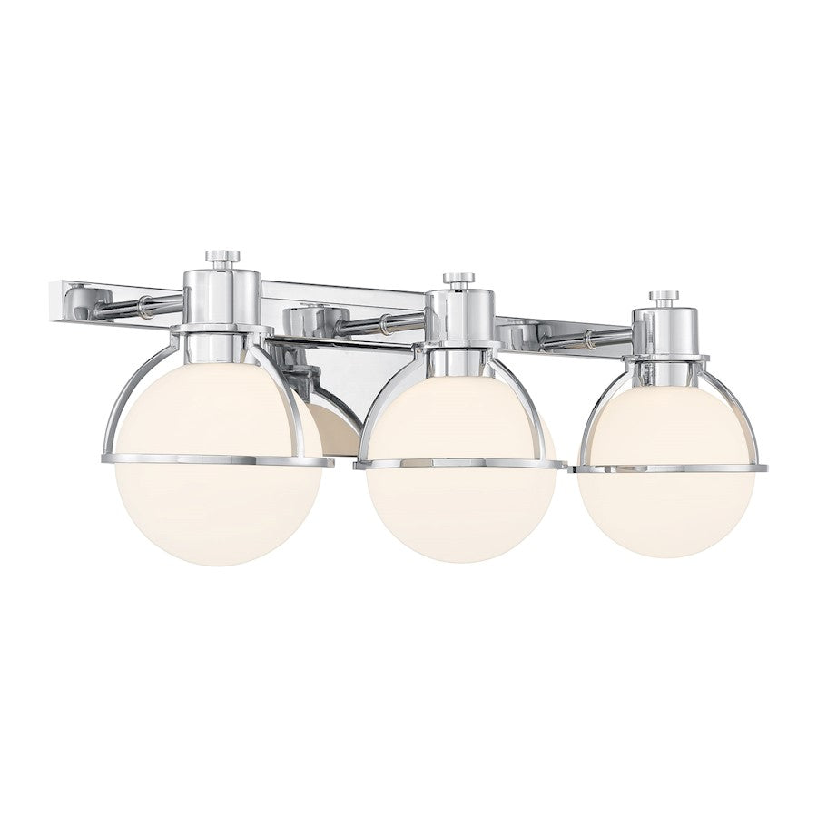 Savoy House Pierce 3 Light Bath, Chrome/Opal