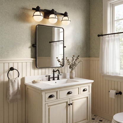 Savoy House Pierce 3 Light Bath, Matte Black/Opal