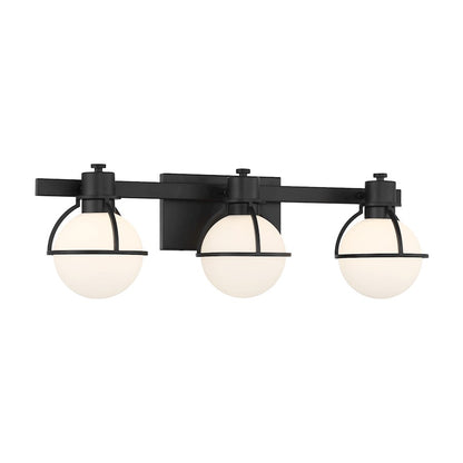 Savoy House Pierce 3 Light Bath, Matte Black/Opal