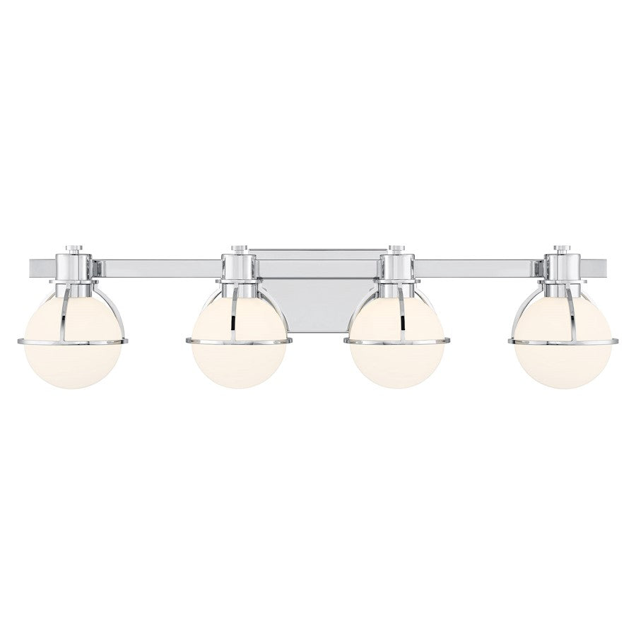 Savoy House Pierce 4 Light Bath, Chrome/Opal