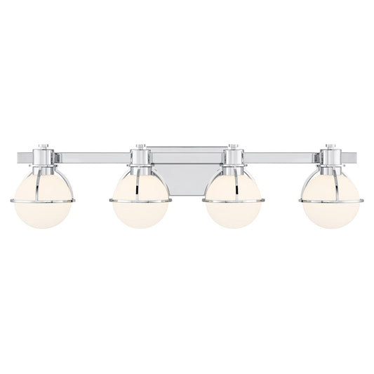 Savoy House Pierce 4 Light Bath, Chrome/Opal