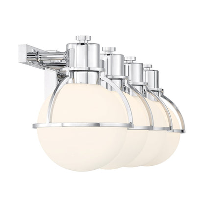 Savoy House Pierce 4 Light Bath, Chrome/Opal