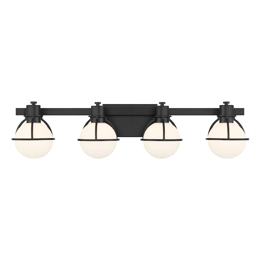 Savoy House Pierce 4 Light Bath, Matte Black/Opal