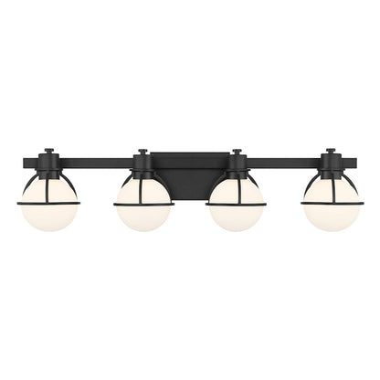 Savoy House Pierce 4 Light Bath, Matte Black/Opal