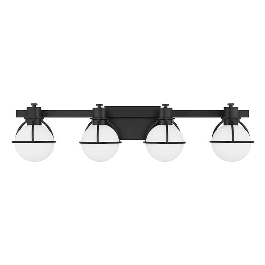 Savoy House Pierce 4 Light Bath, Matte Black/Opal