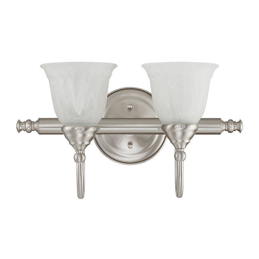 2 Light Bathroom Vanity Light, Satin Nickel