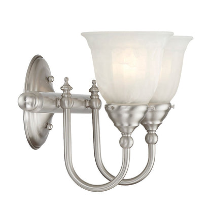 2 Light Bathroom Vanity Light, Satin Nickel