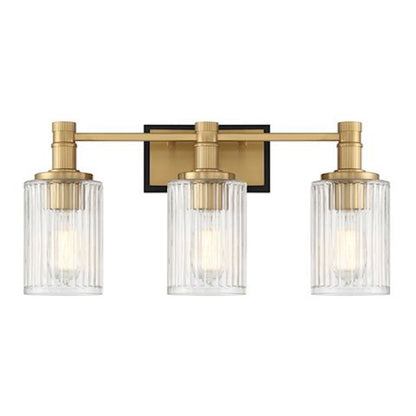 Savoy House Concord 3Lt Bathroom Vanity Light, Black/Brass - 8-1102-3-143