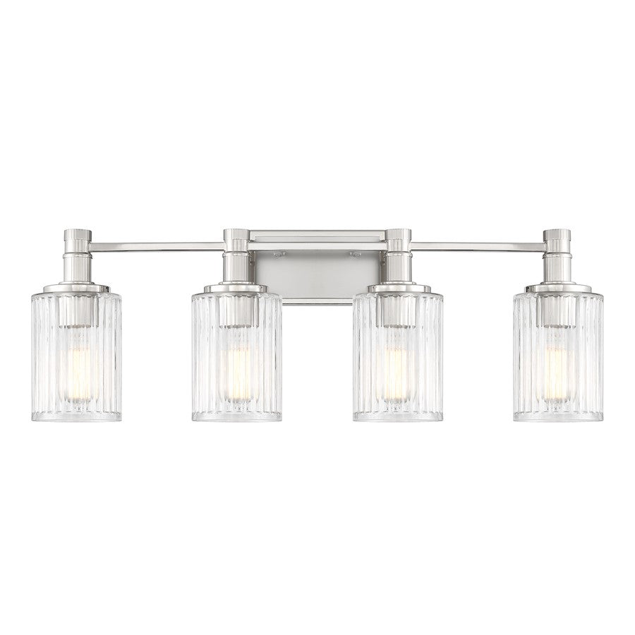 Savoy House Concord 4 Light Bath, Silver/Polished Nickel/Ribbed - 8-1102-4-146