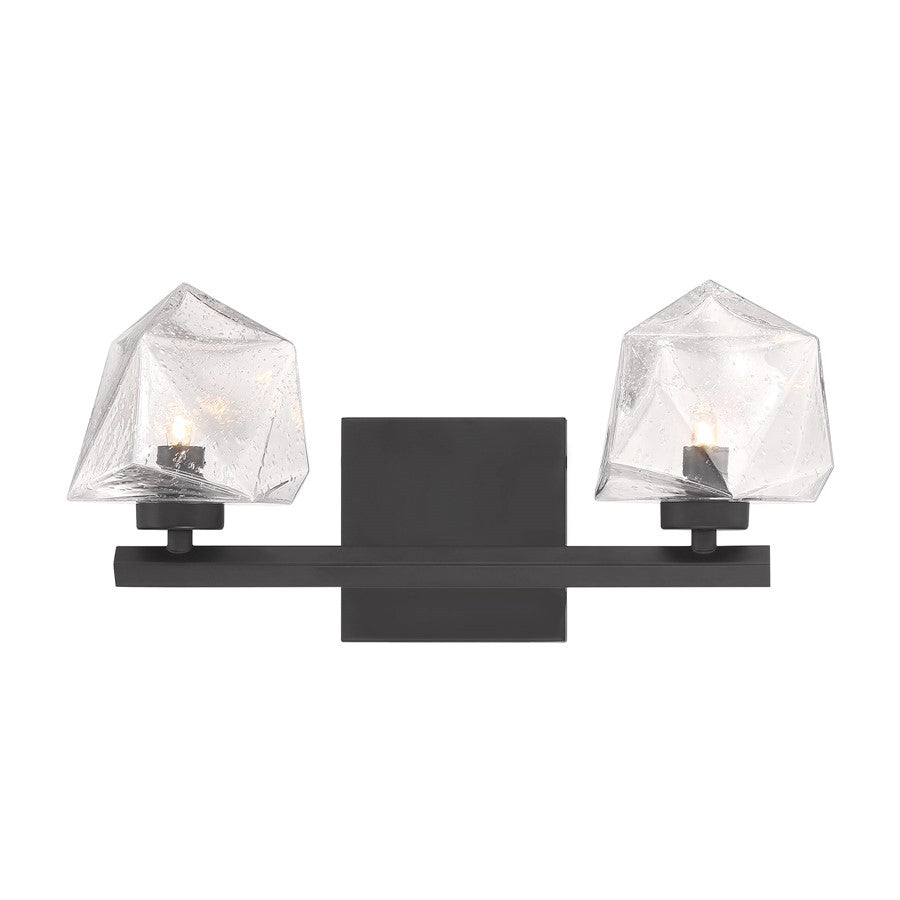 Savoy House Castello 2 Lt Bath Sconce, Clear, Matte Black