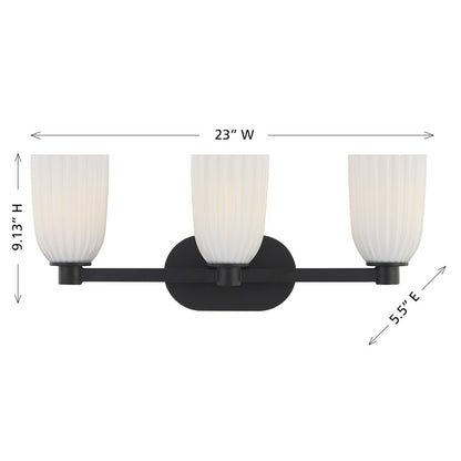 Savoy House Essentials Baldwin 3 Lt Bath Sconce, Matte Black