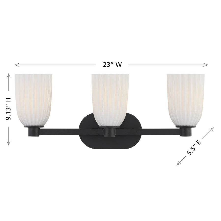 Savoy House Essentials Baldwin 3 Lt Bath Sconce, Matte Black