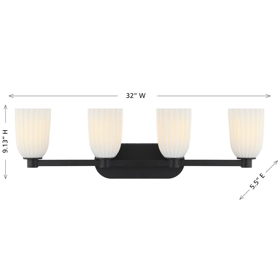 Savoy House Essentials Baldwin 4 Lt Bath Sconce, Matte Black