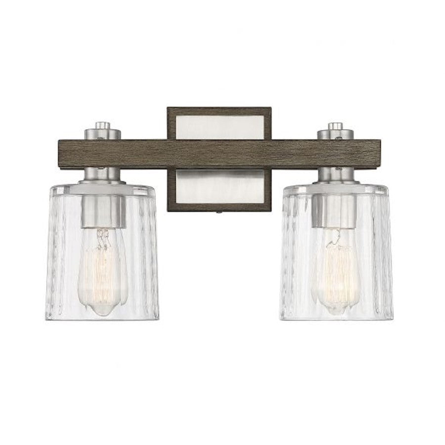 Savoy House Halifax 2Lt Bathroom Vanity Light, Nickel/Gray Wood - 8-1255-2-165