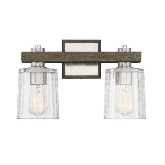 Savoy House Halifax 2Lt Bathroom Vanity Light, Nickel/Gray Wood - 8-1255-2-165