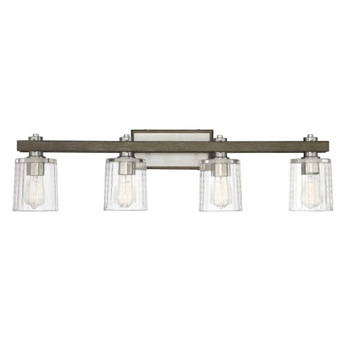 Savoy House Halifax 4Lt Bathroom Vanity Light, Nickel/Gray Wood - 8-1255-4-165