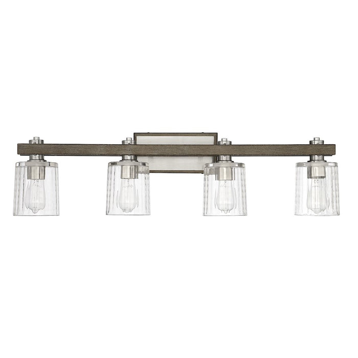 Savoy House Halifax 4Lt Bathroom Vanity Light, Nickel/Gray Wood