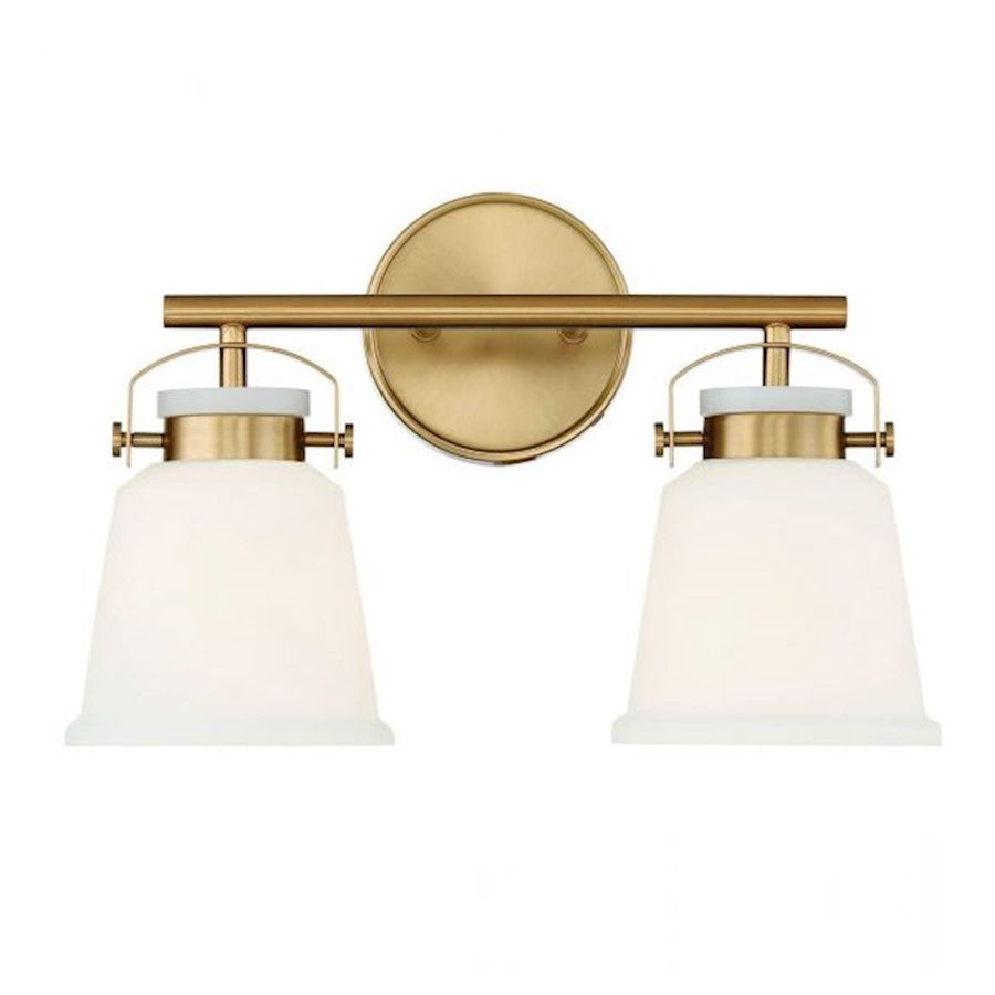 2 Light Bathroom Vanity Light, Warm Brass