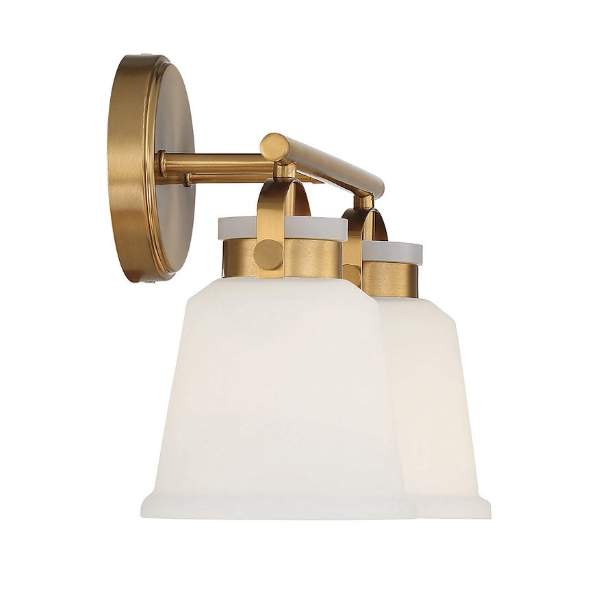 2 Light Bathroom Vanity Light, Warm Brass