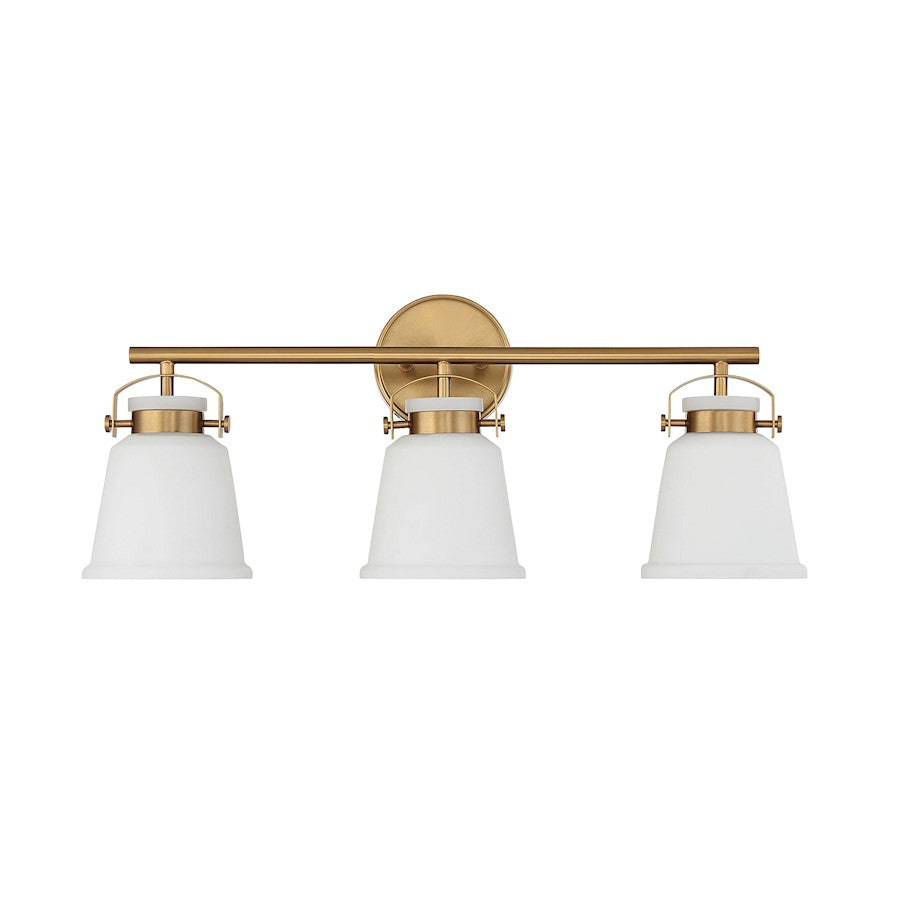 3 Light Bathroom Vanity Light, Warm Brass